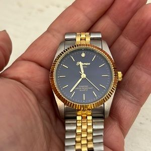 Parmex mens quartz Diamond water resistant watch black face Japan works